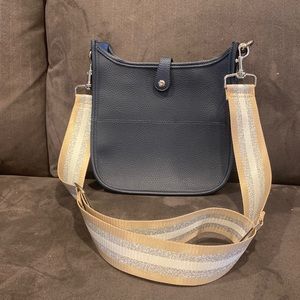 Navy blue Vegan leather cross body bag.